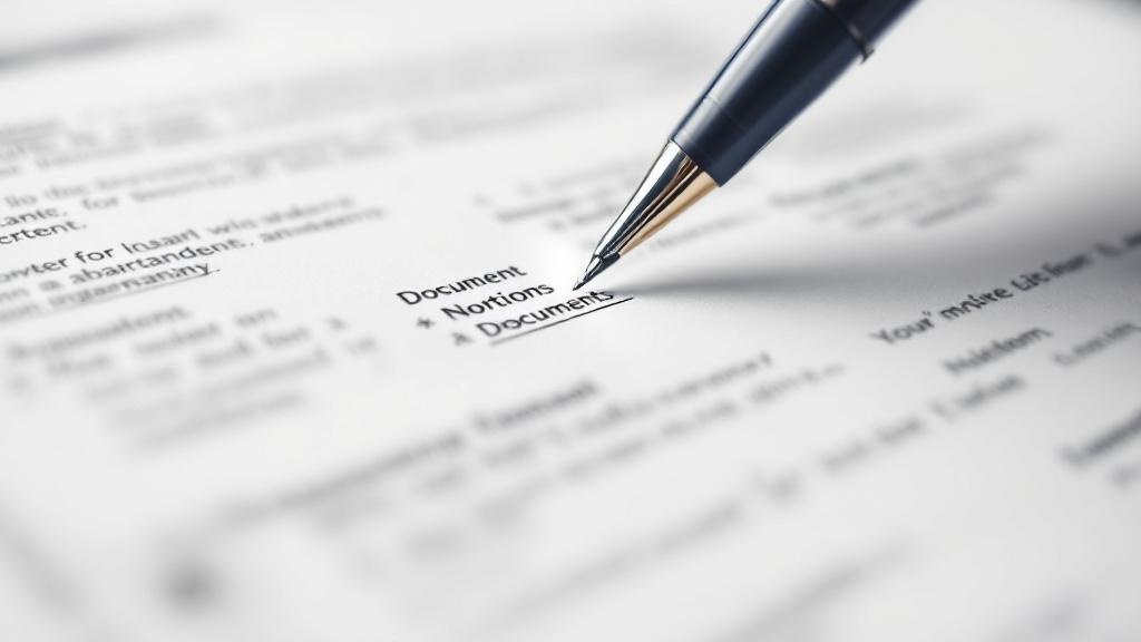 黒色のペンで書類にたくさんの英語を書いているイラスト