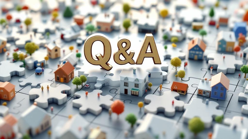 家やビルのパズルに聳え立つQ&Aの文字のイラスト