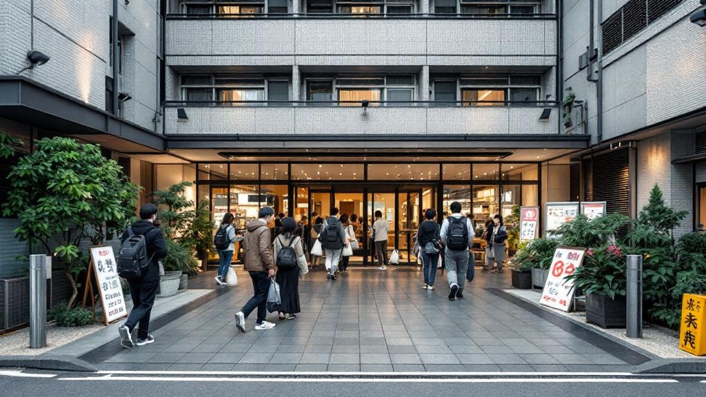 日本のマンションのエントラスが住人で賑わう様子