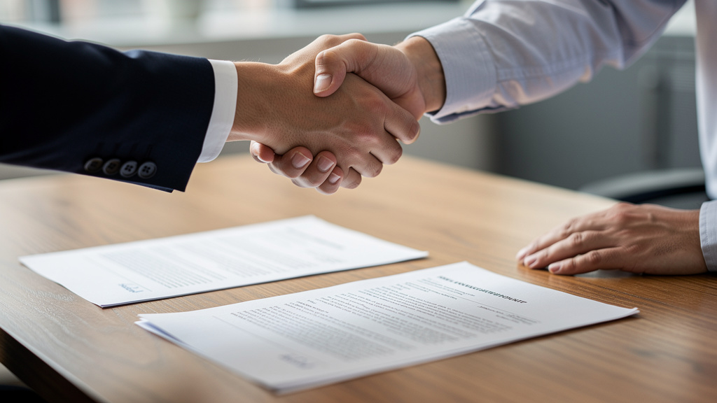 営業マンとお客さんが握手しているイラスト