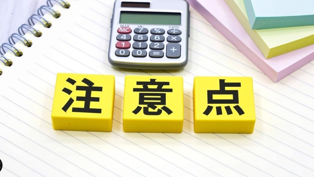 机に付箋と電卓が置かれ、注意点について説明しているイラスト