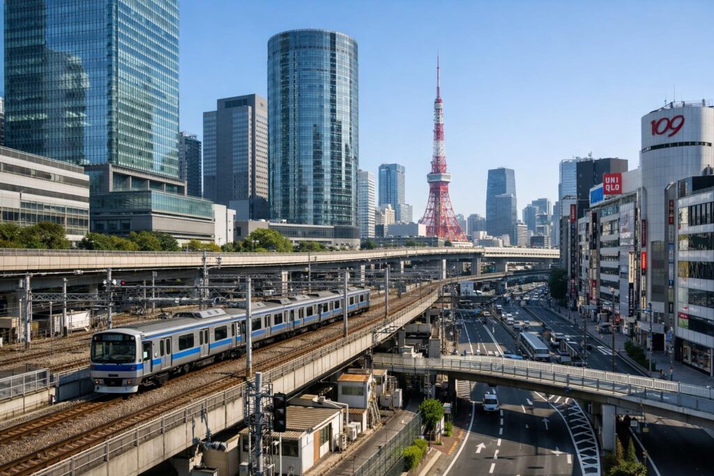 日本の都市を象徴する景色のイラスト